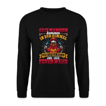 Feuerwehrfrau Feuerwehr Feuerwehrmann Mama - Unisex Pullover - Schwarz - Vorne - Alina (178cm) & Michal (187cm)