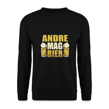Andre mag Bier Name Geburtstag - Unisex Pullover - Schwarz - Vorne - Alina (178cm) & Michal (187cm)