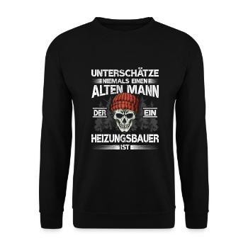 Heizungsbauer - Unisex Pullover - Schwarz - Vorne - Alina (178cm) & Michal (187cm)