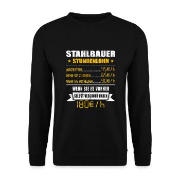 Stahlbauer Stundenlohn Metallbauer - Unisex Pullover - Schwarz - Vorne - Alina (178cm) & Michal (187cm)