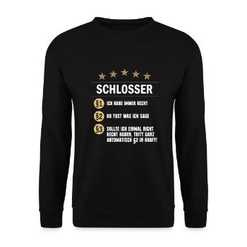 Schlosser Paragraph Ich habe immer Recht - Unisex Pullover - Schwarz - Vorne - Alina (178cm) & Michal (187cm)
