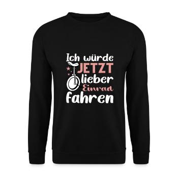 Unicycle One Wheel Zirkus Spielzeug Einrad - Unisex Pullover - Schwarz - Vorne - Alina (178cm) & Michal (187cm)