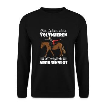 Voltigieren Volti Voltigier Pferde Pferdemädchen - Unisex Pullover - Schwarz - Vorne - Alina (178cm) & Michal (187cm)