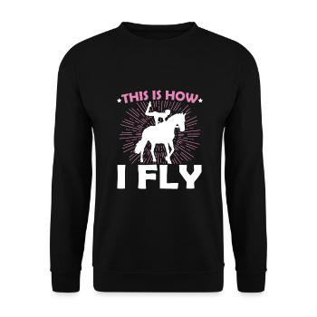 Voltigieren Volti Voltigier Pferde Pferdemädchen - Unisex Pullover - Schwarz - Vorne - Alina (178cm) & Michal (187cm)