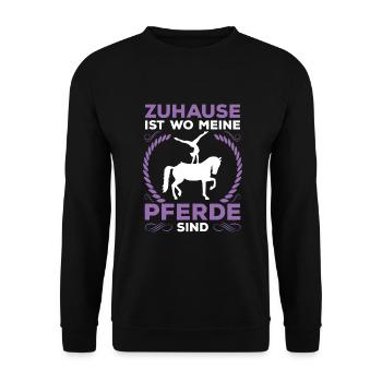 Voltigieren Volti Voltigier Pferde Pferdemädchen - Unisex Pullover - Schwarz - Vorne - Alina (178cm) & Michal (187cm)