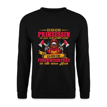 Feuerwehrfrau Feuerwehr Feuerwehrmann Mama - Unisex Pullover - Schwarz - Vorne - Alina (178cm) & Michal (187cm)