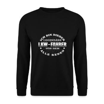 LKW-Fahrer Legendärer Lastkraftwagen - Unisex Pullover - Schwarz - Vorne - Alina (178cm) & Michal (187cm)