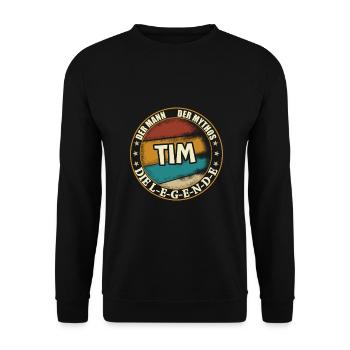 Tim Vorname Name Geburtstag - Unisex Pullover - Schwarz - Vorne - Alina (178cm) & Michal (187cm)