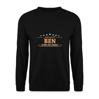 Professionell Ben Name Vorname - Unisex Pullover - Schwarz - Vorne - Alina (178cm) & Michal (187cm)