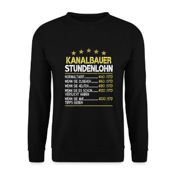 Kanalbauer Stundensatz Stundenlohn - Unisex Pullover - Schwarz - Vorne - Alina (178cm) & Michal (187cm)