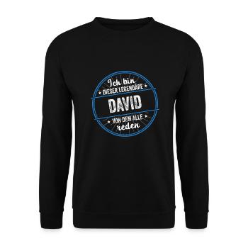 Ich bin dieser legendärer David Name - Unisex Pullover - Schwarz - Vorne - Alina (178cm) & Michal (187cm)