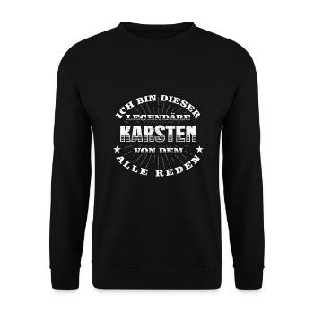 Legendärer Karsten lustiger vorname Name - Unisex Pullover - Schwarz - Vorne - Alina (178cm) & Michal (187cm)