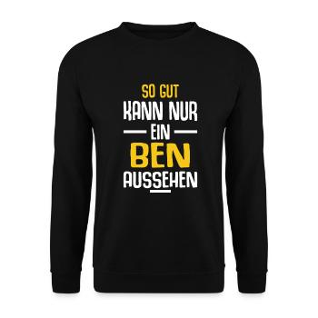 Ben Vorname Name Geburtstag - Unisex Pullover - Schwarz - Vorne - Alina (178cm) & Michal (187cm)