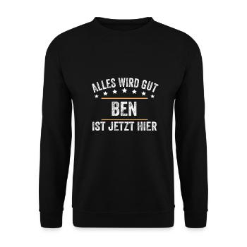 Ben Vorname Name Geburtstag - Unisex Pullover - Schwarz - Vorne - Alina (178cm) & Michal (187cm)