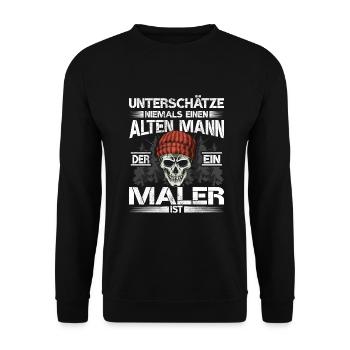 Maler Lackierer Alter mann Lackierer - Unisex Pullover - Schwarz - Vorne - Alina (178cm) & Michal (187cm)