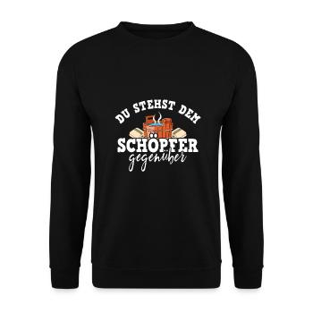 Sauna Schwitz Aufguss Saunakilt Bademantel - Unisex Pullover - Schwarz - Vorne - Alina (178cm) & Michal (187cm)