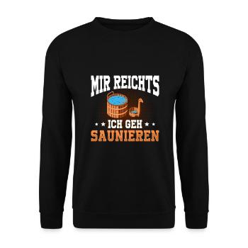 Sauna Schwitz Aufguss Saunakilt Bademantel - Unisex Pullover - Schwarz - Vorne - Alina (178cm) & Michal (187cm)
