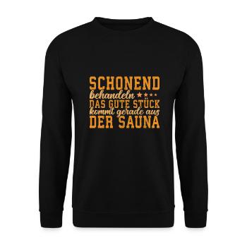 Sauna Schwitz Aufguss Saunakilt Bademantel - Unisex Pullover - Schwarz - Vorne - Alina (178cm) & Michal (187cm)