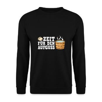 Sauna Schwitz Aufguss Saunakilt Bademantel - Unisex Pullover - Schwarz - Vorne - Alina (178cm) & Michal (187cm)
