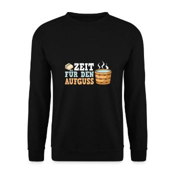 Sauna Schwitz Aufguss Saunakilt Bademantel - Unisex Pullover - Schwarz - Vorne - Alina (178cm) & Michal (187cm)