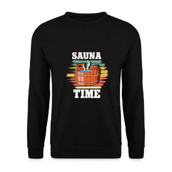 Sauna Schwitz Aufguss Saunakilt Bademantel - Unisex Pullover - Schwarz - Vorne - Alina (178cm) & Michal (187cm)