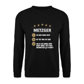 Metzger Paragraph - Unisex Pullover - Schwarz - Vorne - Alina (178cm) & Michal (187cm)