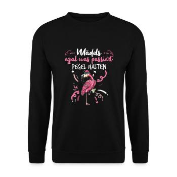 Flamingo Junggesellenabschied Frauen jga Saufen - Unisex Pullover - Schwarz - Vorne - Alina (178cm) & Michal (187cm)