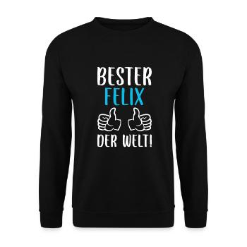 Felix Vorname Name Geburtstag - Unisex Pullover - Schwarz - Vorne - Alina (178cm) & Michal (187cm)