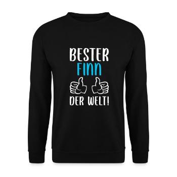 Finn Vorname Name Geburtstag - Unisex Pullover - Schwarz - Vorne - Alina (178cm) & Michal (187cm)
