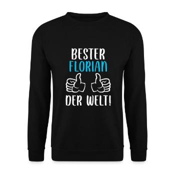 Florian Vorname Name Geburtstag - Unisex Pullover - Schwarz - Vorne - Alina (178cm) & Michal (187cm)