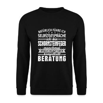 Schornsteinfeger Selbstgespräche Kaminkehrer - Unisex Pullover - Schwarz - Vorne - Alina (178cm) & Michal (187cm)