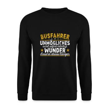 Busfahrer Bus - Unisex Pullover - Schwarz - Vorne - Alina (178cm) & Michal (187cm)