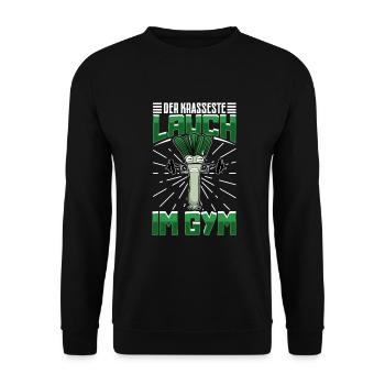 Lauch Kostüm Bodybuilding Satire Gym Jga - Unisex Pullover - Schwarz - Vorne - Alina (178cm) & Michal (187cm)