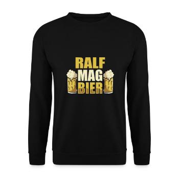 Ralf mag Bier Name Geburtstag - Unisex Pullover - Schwarz - Vorne - Alina (178cm) & Michal (187cm)