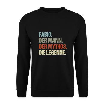 Fabio der Mann der Mythos die Legende - Unisex Pullover - Schwarz - Vorne - Alina (178cm) & Michal (187cm)