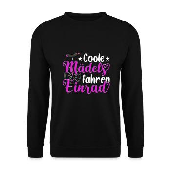 One Wheel Unicycle Coole Mädels fahren Einrad - Unisex Pullover - Schwarz - Vorne - Alina (178cm) & Michal (187cm)