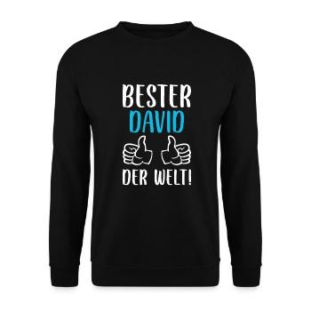 David Vorname Name Geburtstag - Unisex Pullover - Schwarz - Vorne - Alina (178cm) & Michal (187cm)
