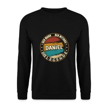 Daniel Vorname Name Geburtstag - Unisex Pullover - Schwarz - Vorne - Alina (178cm) & Michal (187cm)