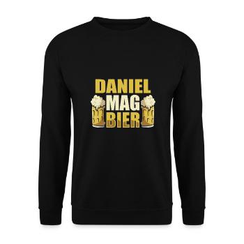 Daniel mag Bier Name Geburtstag - Unisex Pullover - Schwarz - Vorne - Alina (178cm) & Michal (187cm)
