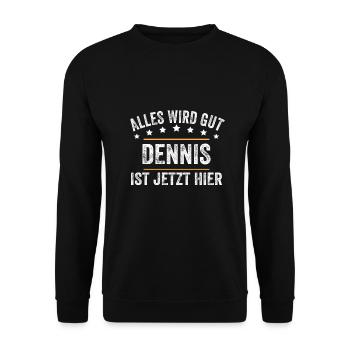 Dennis Vorname Name Geburtstag - Unisex Pullover - Schwarz - Vorne - Alina (178cm) & Michal (187cm)