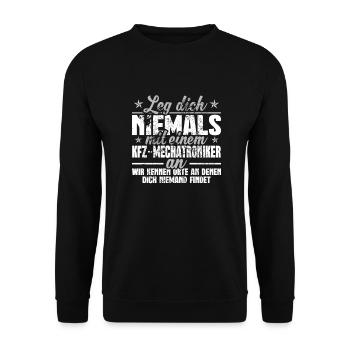 Kfz Mechatroniker - Unisex Pullover - Schwarz - Vorne - Alina (178cm) & Michal (187cm)