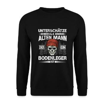 Bodenleger Alter mann Mosaikleger - Unisex Pullover - Schwarz - Vorne - Alina (178cm) & Michal (187cm)