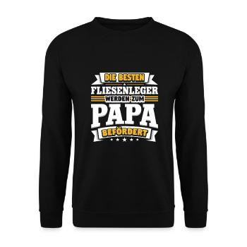 Fliesenleger werden zum Papa befördert - Unisex Pullover - Schwarz - Vorne - Alina (178cm) & Michal (187cm)