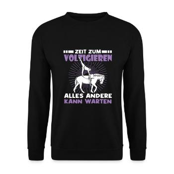 Voltigieren Volti Voltigier Pferde Pferdemädchen - Unisex Pullover - Schwarz - Vorne - Alina (178cm) & Michal (187cm)