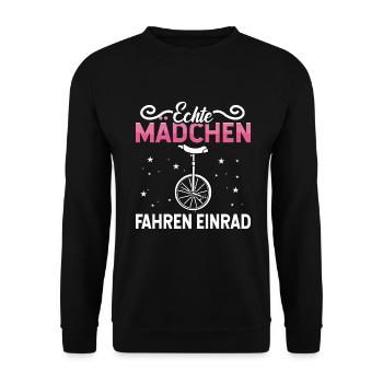 Balancieren Kinder Echte Mädchen fahren Einrad - Unisex Pullover - Schwarz - Vorne - Alina (178cm) & Michal (187cm)
