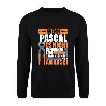 Vorname Pascal Name Geburtstag Geschenk - Unisex Pullover - Schwarz - Vorne - Alina (178cm) & Michal (187cm)