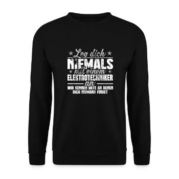 Elektrotechniker - Unisex Pullover - Schwarz - Vorne - Alina (178cm) & Michal (187cm)