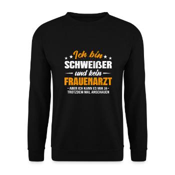 Schweißer und kein Frauenarzt Metallbauer - Unisex Pullover - Schwarz - Vorne - Alina (178cm) & Michal (187cm)