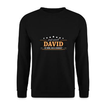 Professionell David Name Vorname - Unisex Pullover - Schwarz - Vorne - Alina (178cm) & Michal (187cm)