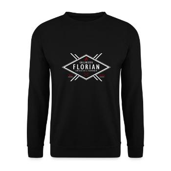 Grillmeister Florian Vorname Name - Unisex Pullover - Schwarz - Vorne - Alina (178cm) & Michal (187cm)